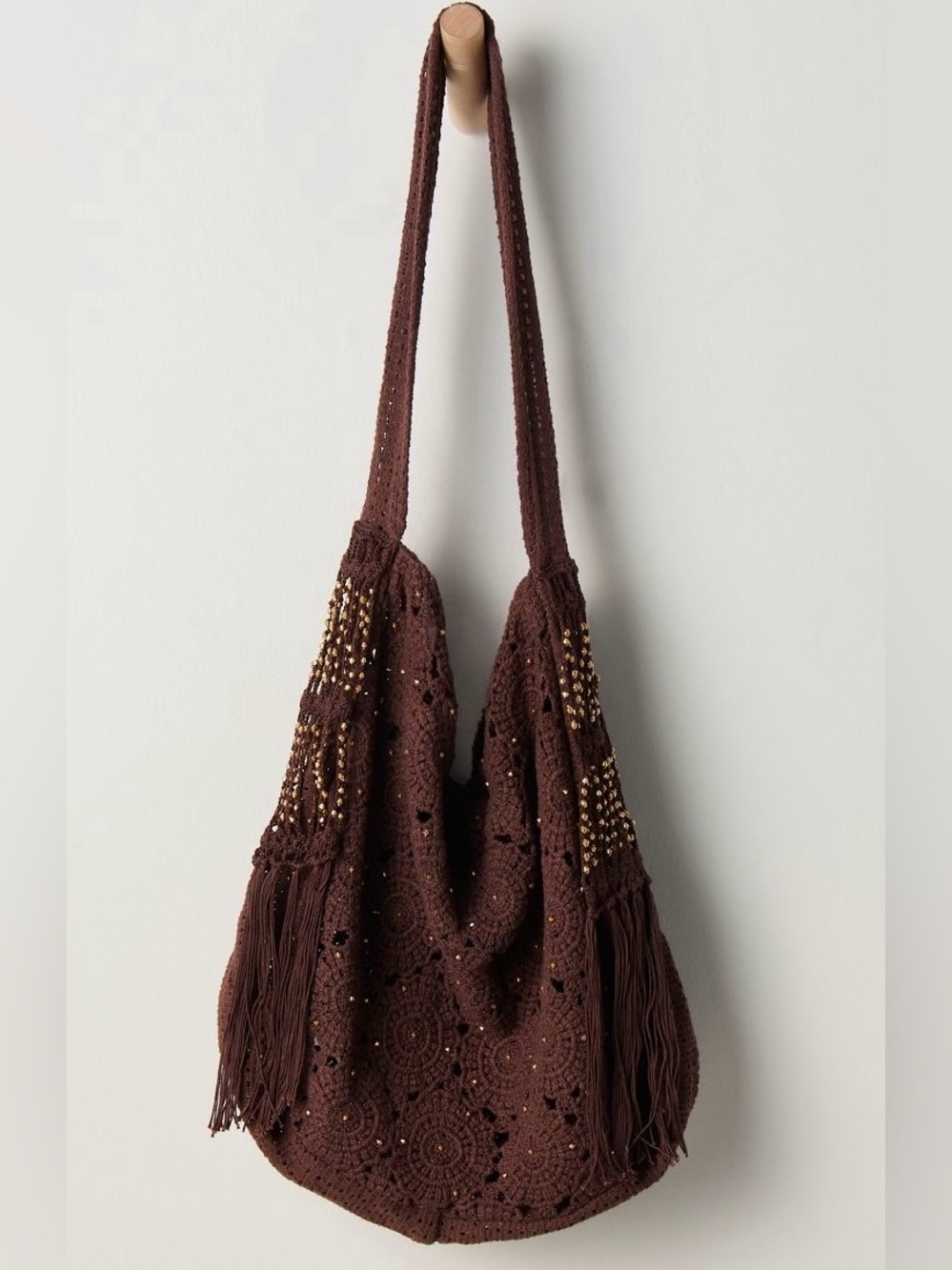 Free People ~ Sunrise To Sunset Crochet Tote ~ Espresso / Brown ~ * * N W T * *
